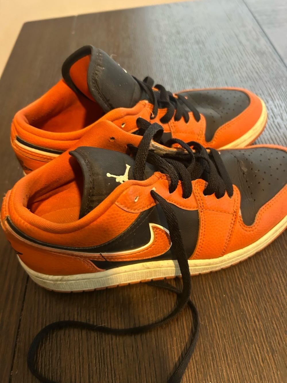 Nike Air Jordan 1 low Style Orange and Black Sneakers 6.5